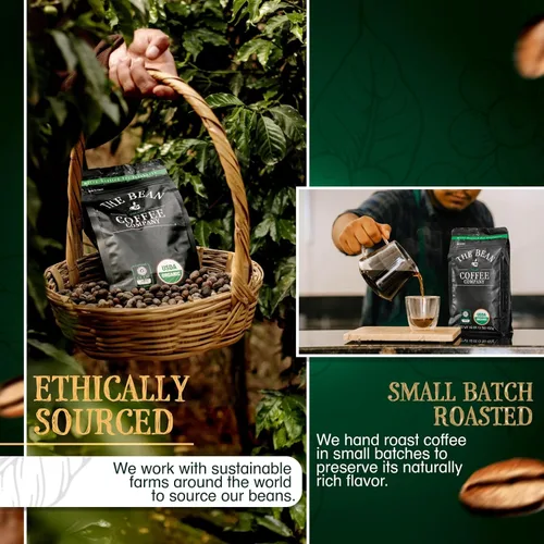 Vista 6 de The Bean Organic Coffee Company Aloha Bean (avellana hawaiana), tostado medio, café en grano entero, bolsas de 16 onzas (paquete de 2)