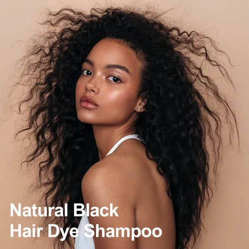 Vista 2 de Tinte para el cabello con aceite de argán negro, 16.9 onzas líquidas, champú de color semipermanente 3 en 1, fácil de usar (negro)