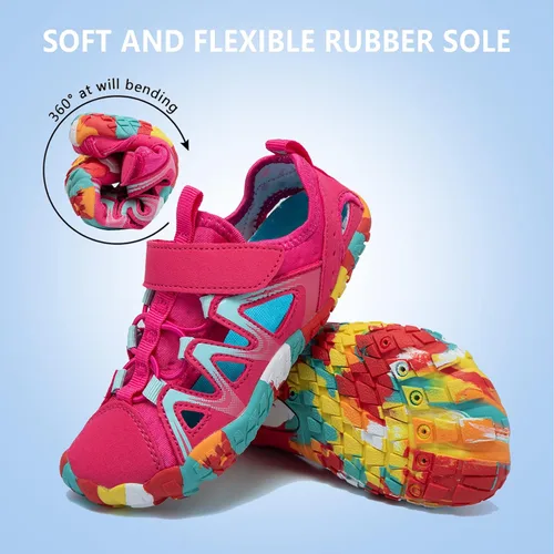 Vista 4 de CIOR Zapatos de agua para niños y niñas, cómodos zapatos deportivos con punta cerrada, sandalias deportivas para caminar