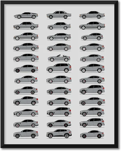 Vista 17 de Custom Car Posters Póster hecho a mano compatible con BMW M Car Poster Print Wall Art Decor of all BMW M Power Cars M3, M4, M5, M2, M6, M1 y más