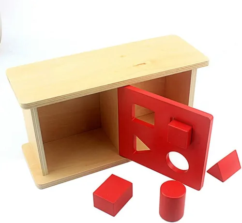 Vista 4 de DANNI Montessori Baby Imbucare - Caja con tapa abatible, 4 formas, aprendizaje de madera, educativo, preescolar, entrenamiento para niños, juguete
