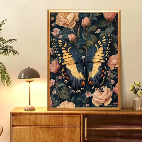 Vista 3 de NAIMOER Kits de arte de diamantes de mariposa para adultos principiantes, kit de pintura de diamante 5D, arte de gemas de taladro completo por