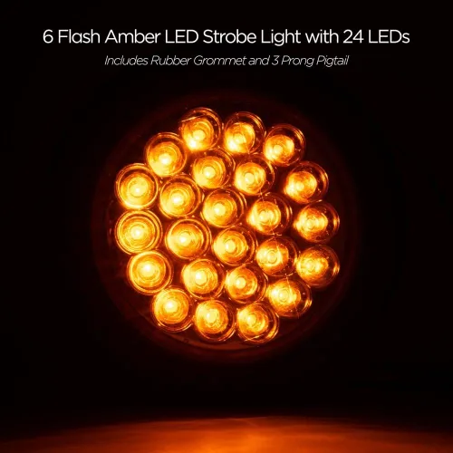 Vista 2 de Pro LED ST40A - Luz estroboscópica redonda de 4 pulgadas, 24 luces LED ámbar, sustituye a los productos de los compradores SL40AR - 12-24 voltios CC