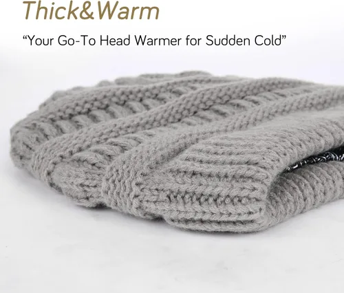 Vista 61 de FURTALK Gorro de invierno para mujer, con forro de satén, tejido trenzado, grueso, holgado, gorro cálido