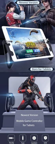 Vista 2 de Controlador de juego móvil para iPad/tabletas, disparador de gamepad sensible para PUBG/Knives Out, mango para tableta y teléfonos inteligentes