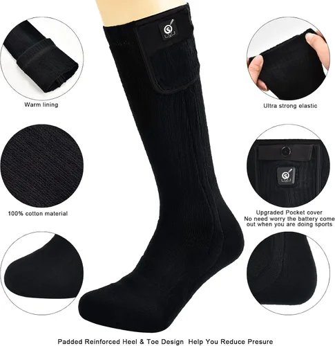 Vista 6 de SNOW DEER - Calcetines térmicos eléctricos recargables mejorados, 7.4 V, batería de 2200 mAh para clima frío para hombres y mujeres, calcetines