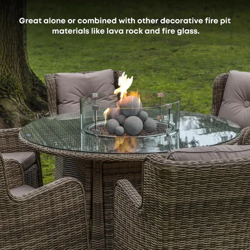 Vista 6 de Stanbroil Paquete de 12 bolas de cerámica, bolas mixtas de 4 tamaños para chimenea, accesorio moderno para chimenea interior o exterior, hogueras