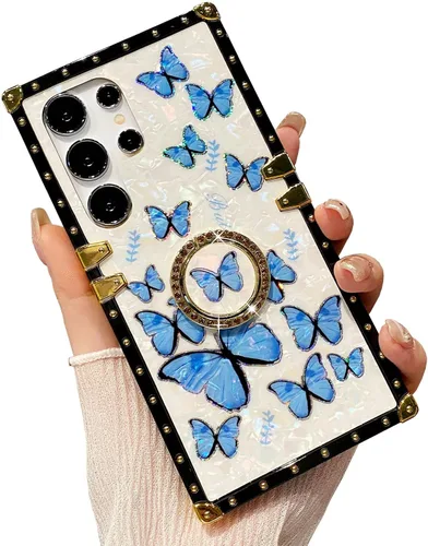 Vista 66 de Funda Rectangular de Lujo Femenina Compatible con iPhone 16 Pro Max Diseñada con Soporte de Anillo de Diamante con Función de Atril