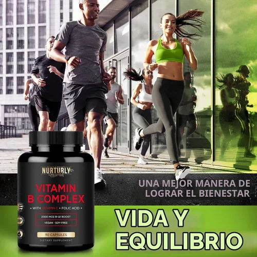 Vista 6 de Complejo de vitamina B con vitamina C - Contiene todas las vitaminas B esenciales - B1, B2, B3, B5, B6, B7, B9, B12 y biotina - Súper complejo