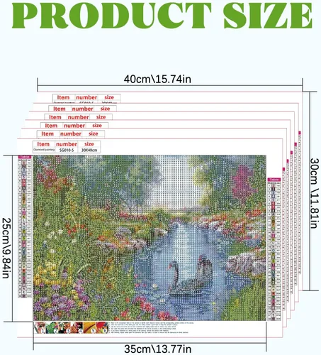 Vista 4 de Tontut Paquete de 10 kits de pintura de diamantes para adultos, arte de diamantes de paisaje, pintura de diamantes de alta definición, arte