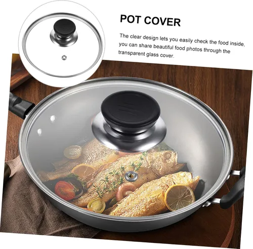 Vista 6 de Mini olla a presión tapa de vidrio 1.6l cubierta de vidrio para ollas de utensilios de cocina y tapas de sartén