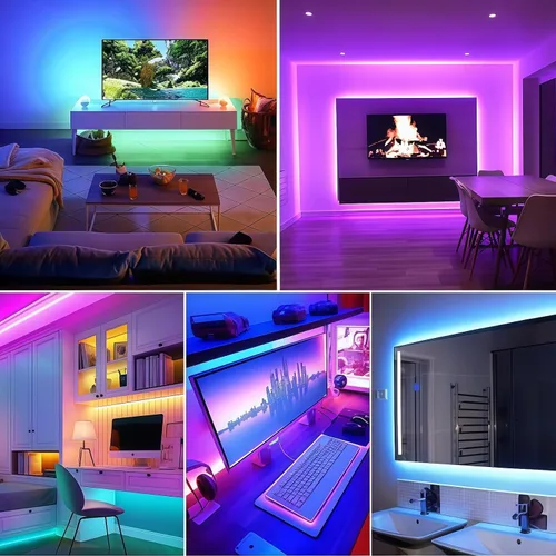 Vista 9 de NBBUFF Tira de luces LED RGB inteligentes de 32.8 pies, control a través de aplicación o control remoto, cuenta con funciones de sincronización