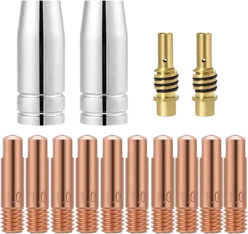 Vista 7 de FORTON Mig Kit de repuesto de accesorios para pistola de soldadura, 10 puntas de soldadura de 0.030 pulgadas + 2 boquillas de gas + 2 difusores