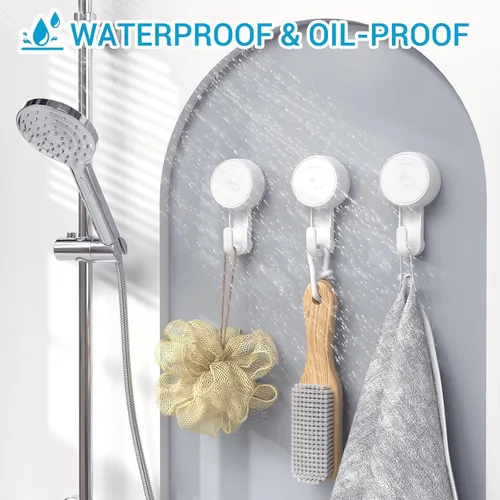 Vista 7 de LUXEAR Ganchos de succión potentes ganchos de succión al vacío, ganchos de ducha resistentes al agua, gancho de succión para baño, toalla de cocina