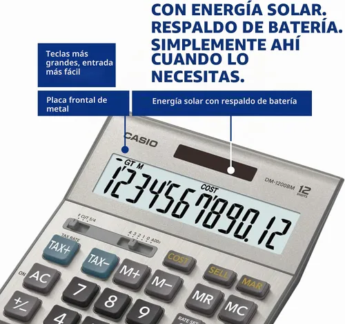 Vista 5 de Casio DM-1200BM Business Desktop Calculator, Cost/Sell/Margin, Silver