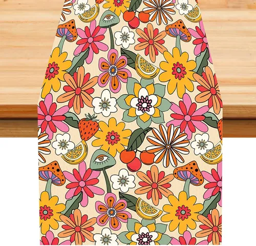 Vista 65 de Camino de mesa con estampado de piel de vaca, lino y algodón, rústico, estilo occidental, color negro, marrón, piel de vaca, para decoración