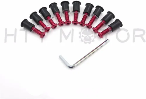 Vista 4 de XKMT-Kit de tornillos redondos rojos para parabrisas compatible con CBR 600rr 1000rr/Suzuk GSXR 600 750 1000/R1 R6 R6s/ Kawasak ZX6R ZX9R ZX10R