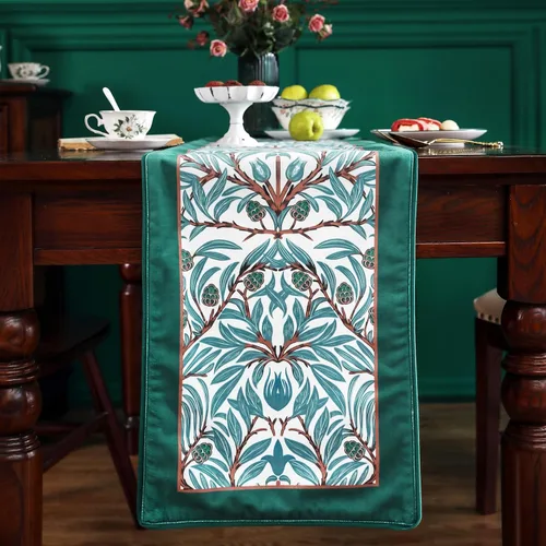 Vista 19 de patdrea Camino de mesa de terciopelo francés estilo granja para decoración del hogar, cocina, comedor, fiestas, cenas familiares, boda 12"*63