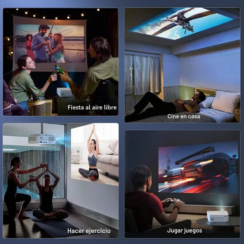 Vista 7 de FUDONI - Proyector Bluetooth WiFi nativo 1080P, altavoz incorporado, portátil Max 300" Screen, Compatible with HDMI, USB, AV, TF, VGA, Fire Stick