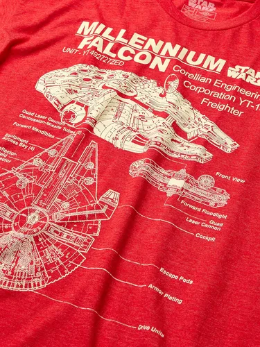 Vista 5 de STAR WARS Men's Millennium Falcon Detailed Drawing T-Shirt