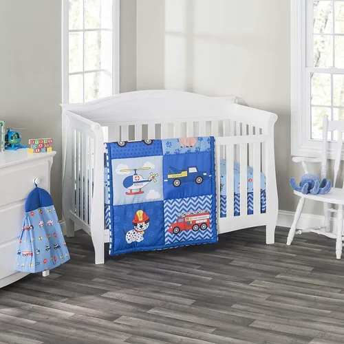 Vista 9 de EVERYDAY KIDS Juego de cama de 4 piezas para cuna de niños - Tren Choo Choo - Incluye edredón, sábana ajustable, volante antipolvo y apilador