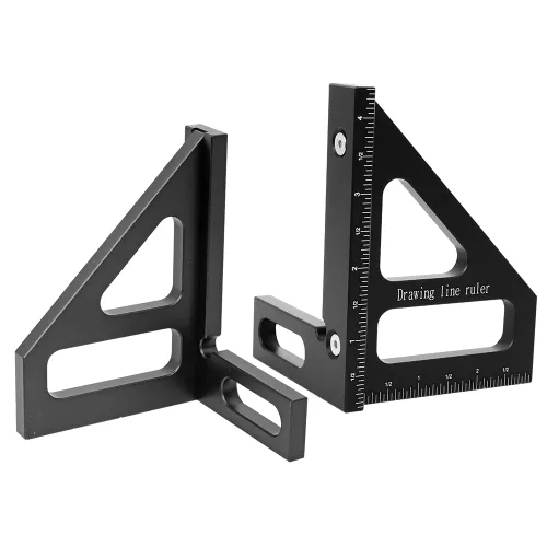 Vista 7 de Regla de medición imperial 3D multiángulo, transportador cuadrado de carpintería de aleación de aluminio de 45/90 grados, regla triangular