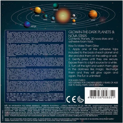 Vista 7 de 4M, Sistema solar en 3D, brillante, planetas y estrellas nova, Glow-in-the-Dark verde