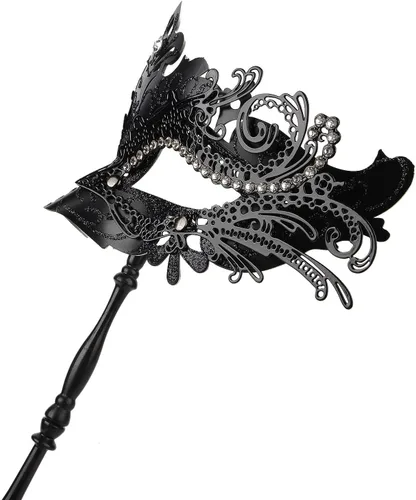 Vista 4 de Hoshin Máscara de mascarada con palo, decoraciones de Mardi Gras, máscaras venecianas para mujer