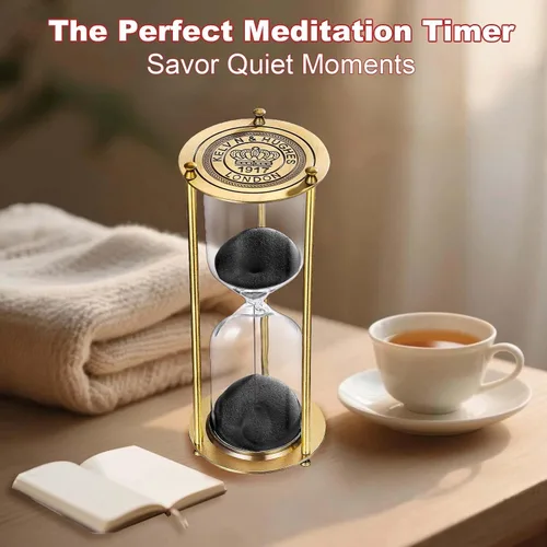 Vista 7 de Reloj de arena con temporizador de arena de 15 minutos, reloj de arena negra de latón vintage, reloj de arena pequeño de metal de 15 minutos, reloj