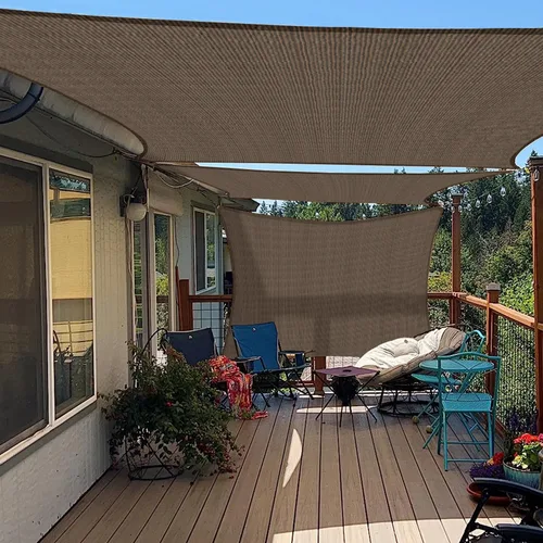 Vista 7 de E&K Sunrise - Toldo parasol rectangular de 18 x 22 pies, bloqueo UV, para pérgola, patio, jardín al aire libre (marrón)