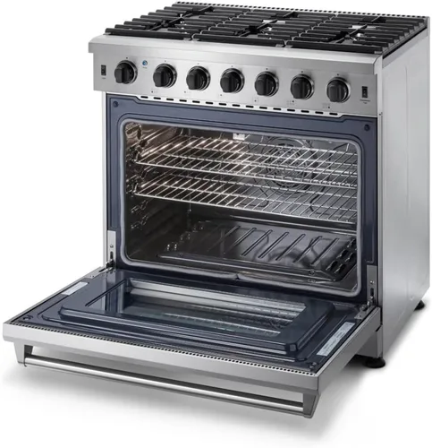 Vista 3 de THOR Kitchen Cocina de Gas Profesional Independiente de 36 pulgadas en Acero Inoxidable - Modelo LRG3601U