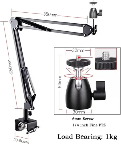 Vista 2 de HIHELO Proyector de trípode de proyección de doble sección en voladizo plegable universal de escritorio, proyección de techo general de 0.236 in 1