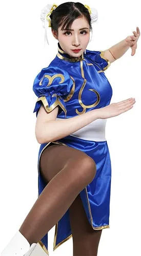 Vista 3 de miccostumes Disfraz de caza para mujer Cosplay Cheongsam con cintura y tocado