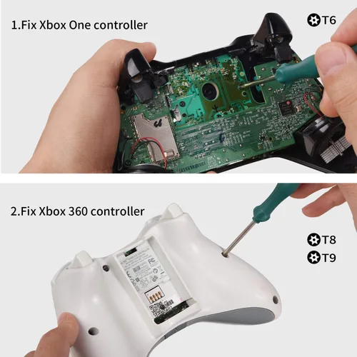 Vista 2 de JAOYSTII T6 T8 T9 T10 Xbox One Juego de destornilladores de seguridad 9 en 1 Torx Kit de herramientas de reparación de destornilladores de seguridad