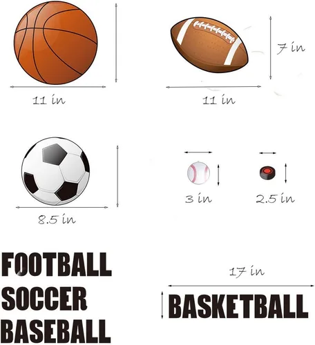 Vista 4 de Runtoo Calcomanías de pared deportivas para niños, calcomanías de pared para fútbol, béisbol, fútbol, hockey, baloncesto, sala de juegos, sala