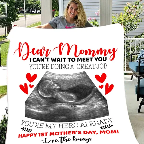 Vista 5 de Manta de fotos personalizada con ecografía para padres, manta de ultrasonido personalizada para primera vez, mamá y papá, imagen de ecograma