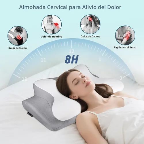 Vista 2 de Cervicac Almohada cervical para aliviar el dolor, almohada ergonómica para dormir de lado para soporte del cuello, almohada cervical ortopédica