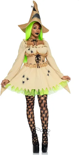 Vista 3 de Leg Avenue Women's 3 Pc Bugged Out Baddie Costume with Dress, Choker, Hat