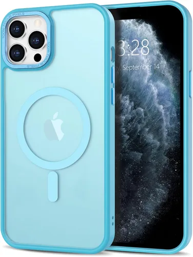 Vista 220 de Anuck - Funda magnética para iPhone 11 compatible con MagSafe, carcasa trasera mate translúcida dura, borde de TPU, delgada, resistente a impactos