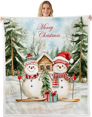 Vista 27 de Manta de cama Kawaii de Papá Noel, manta rústica de felpa con corona de Navidad para decoración rústica del hogar, manta de franela de flores rojas