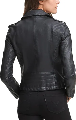 Vista 4 de Levi's Chaqueta de moto clásica de piel sintética para mujer (talla regular y grande)