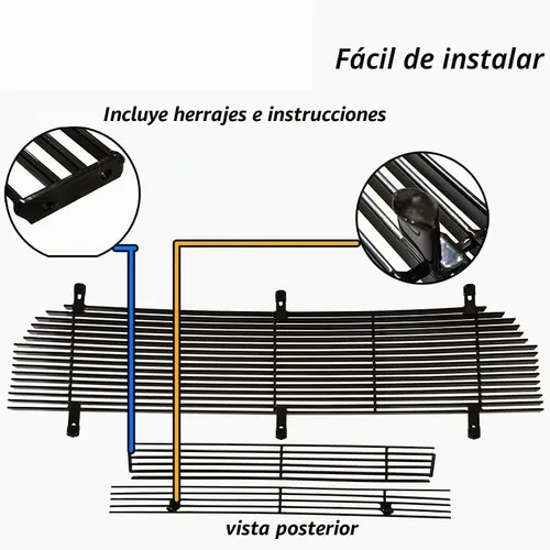 Vista 5 de Rejilla cromada para GMC Sierra 1500/2500HD/3500 2003-2007, insertos frontales de parrilla de aluminio de 3 piezas, guarda de reemplazo 04 05 06
