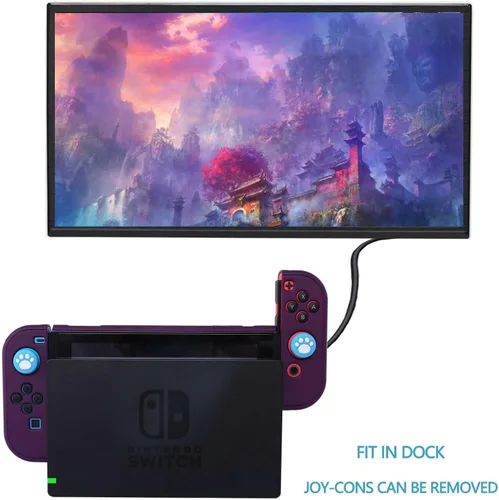 Vista 6 de COMCOOL Dockable Case for Nintendo Switch 3 in 1 Protective Cover Case for Nintendo Switch and Joy-Con Controller with Screen Protector and Thumb