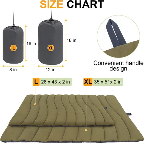 Vista 7 de BEAUTYZOO Cama para perros al aire libre, impermeable, portátil, reversible Verde militar