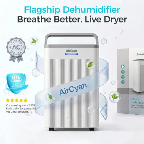 Vista 5 de Deshumidificador de 1 500 pies cuadrados, deshumidificador silencioso máximo de 32 pintas para dormitorio con filtro HEPA, purificadores de aire