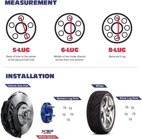 Vista 8 de KSP - Separadores de ruedas de 5 x 114.3 para G35 G37 350Z 370Z 240Sx 300Zx Altima, 1 pulgada de grosor, 5 x 4.5 centrado en el cubo de 2.602 in