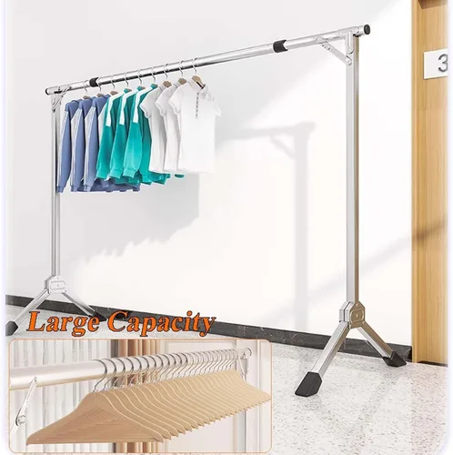 Vista 5 de Foldable Stainless Steel Clothes Drying Rack with Adjustable Length, Heavy Duty Laundry Airer for Indoor and Outdoor Use(120cm/47in)