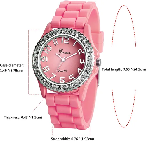 Vista 6 de Avaner Reloj de pulsera con diamantes de imitación de silicona analógico para mujer