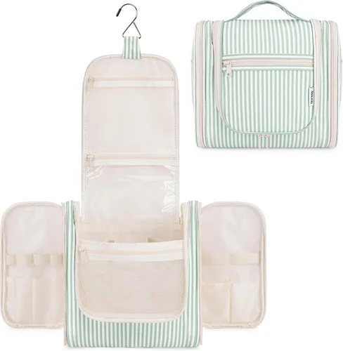 Vista 11 de Narwey - Neceser de viaje colgante, organizador de maquillaje y productos cosméticos para mujeres y hombres, Aa-morado., L