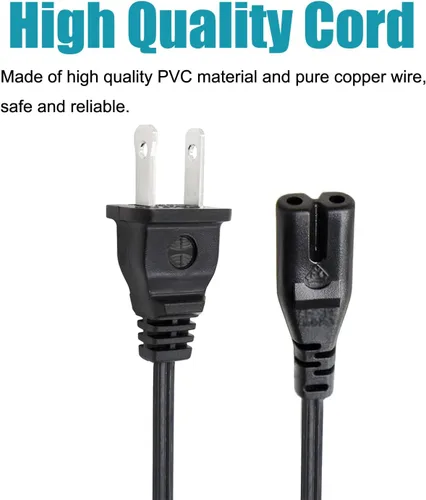 Vista 3 de Cable de alimentación de repuesto para Insignia NS-48D510NA17 NS-39L240A13 NS-40D510NA17 NS-46L240A13 NS-32L120A13 NS-46L240A Smart TV 8 pies IEC C7